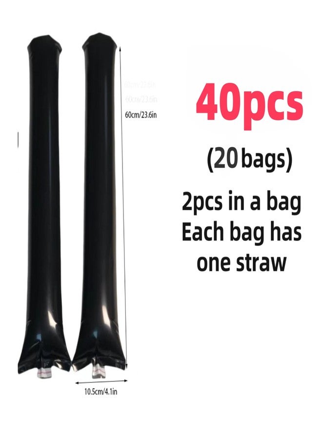 ROSEBB 40pcs Round headTeam Spirit Boom Sticks Thunder Sticks Cheering Sticks Team Spirit Plastic Cheerleading Spirit Stick Clapper Inflatable Noise Maker Sports Supply (Black) - Image 2