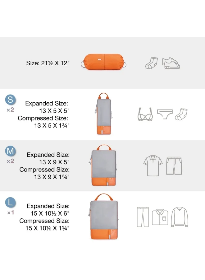 باج سمارت BAGSMART Orange Compression Packing Cubes