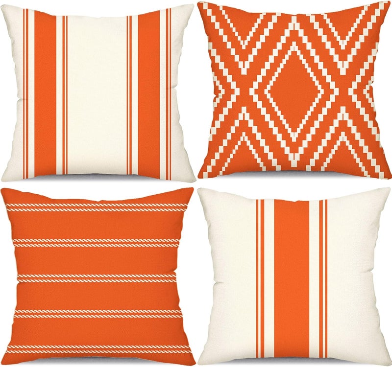 DFXSZ Outdoor Pillow Covers 16x16 Inch Set of 4 Waterproof Modern Geometry Throw Pillows Outdoor Summer Waterproof Decor for Patio Funiture Garden Polyester Cushion Covers 013D - Image 1