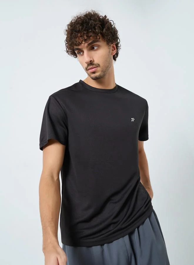 Styli Active Men Black Regular Back Print Workout T-Shirt