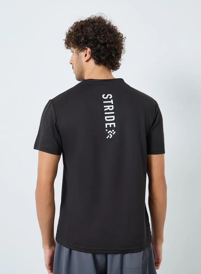 Styli Active Men Black Regular Back Print Workout T-Shirt