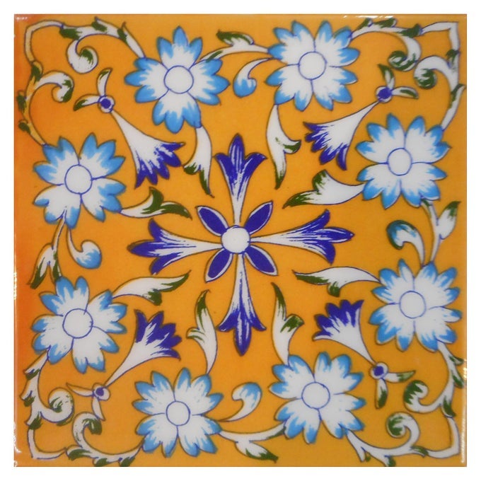CERAMIC DECORATIVE HANDMADE TILES MULTICOLOUR 15 X 15 X 05 CM 10PIECE