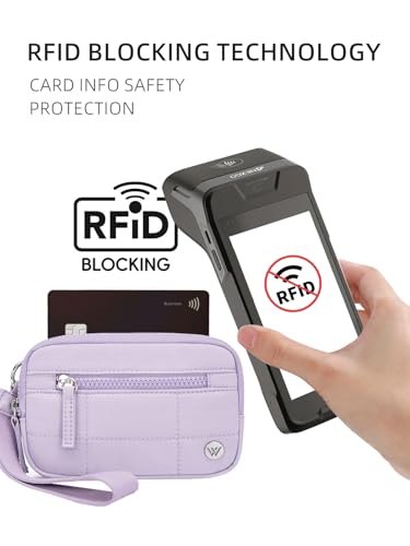 WESTBRONCO Wristlet Wallets for Women Nylon Quilted RFID Wallet with 3 Zipper Purse for Travel Credit Card Holder Phone Organizer(Purple) - Image 4