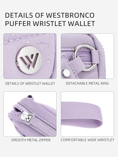 WESTBRONCO Wristlet Wallets for Women Nylon Quilted RFID Wallet with 3 Zipper Purse for Travel Credit Card Holder Phone Organizer(Purple) - Image 3