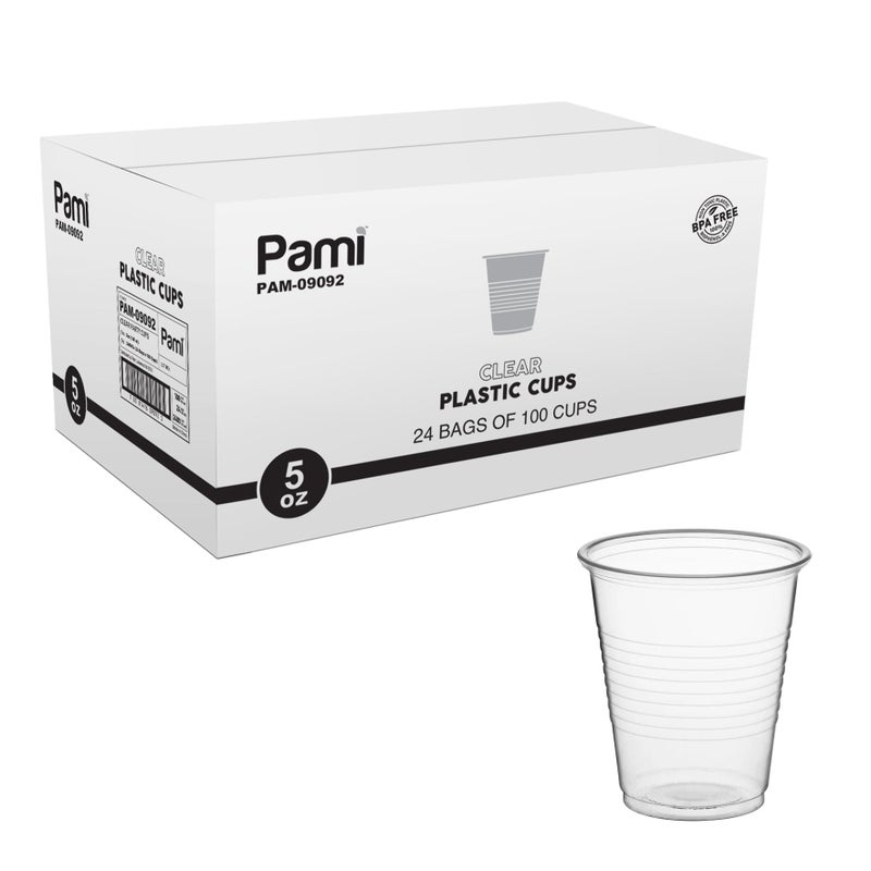 عبوة PAMI 100 من أكواب بلاستيكية disposable سعة 5 أونصات شفافة خالية من BPA للحفلات والحمام والحرف والمشروبات الباردة