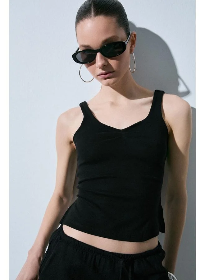 GRIMELANGE EVARIS Women's Soft and Stretch Fabric Organic Cotton Black Blouse.