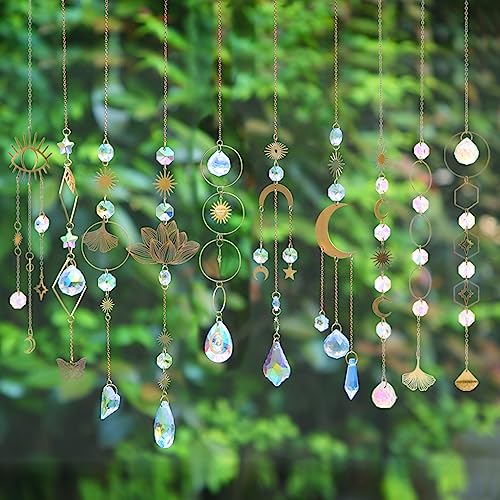 Worgree Sun Catchers, 10 Pieces Colorful Crystal Suncatcher with Chain Pendant Ornaments Hanging Crystals Prism Rainbow Maker for Windows Indoor Outdoor Car Mirror Garden Decor Wedding Party Xmas Gift - Image 4