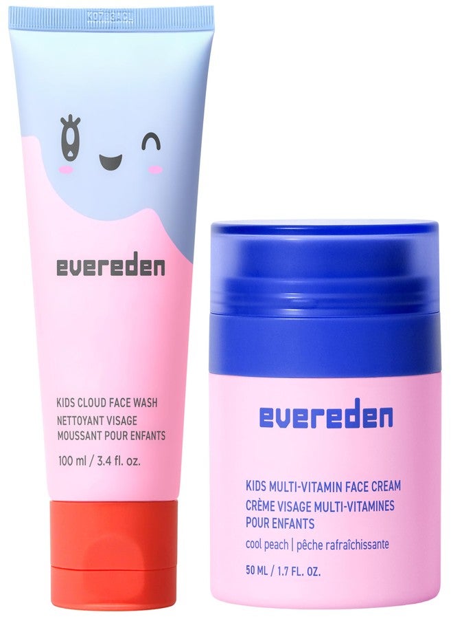 Evereden Kids Cloud Face Wash: Tropical Sorbet, 3.4 fl oz & Kids Face Cream: Cool Peach, 1.7 oz. | Creamy & Fun Skin Care for Toddlers | Easy-to-Use Face Wash & Cream | Non-toxic and Safe Skin Care - Image 1