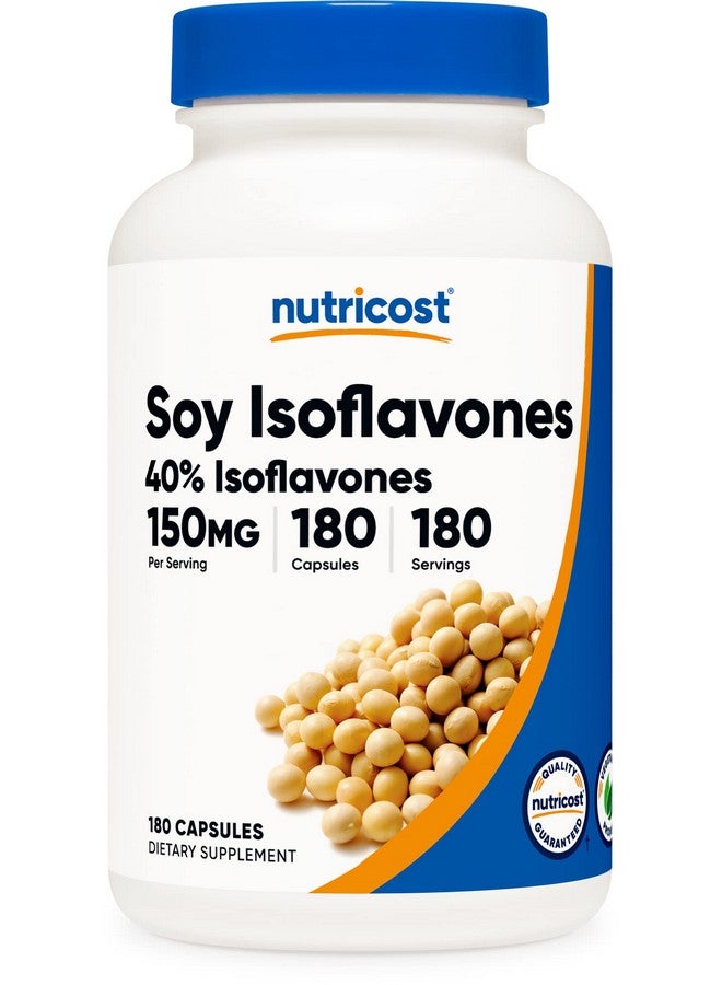 Nutricost كبسولات نباتية تحتوي على 180 كبسولة من ايزوفلافون الصويا 150 مجم خالية من الجلوتين من نونجمو مناسبة للنباتيين - Image 1
