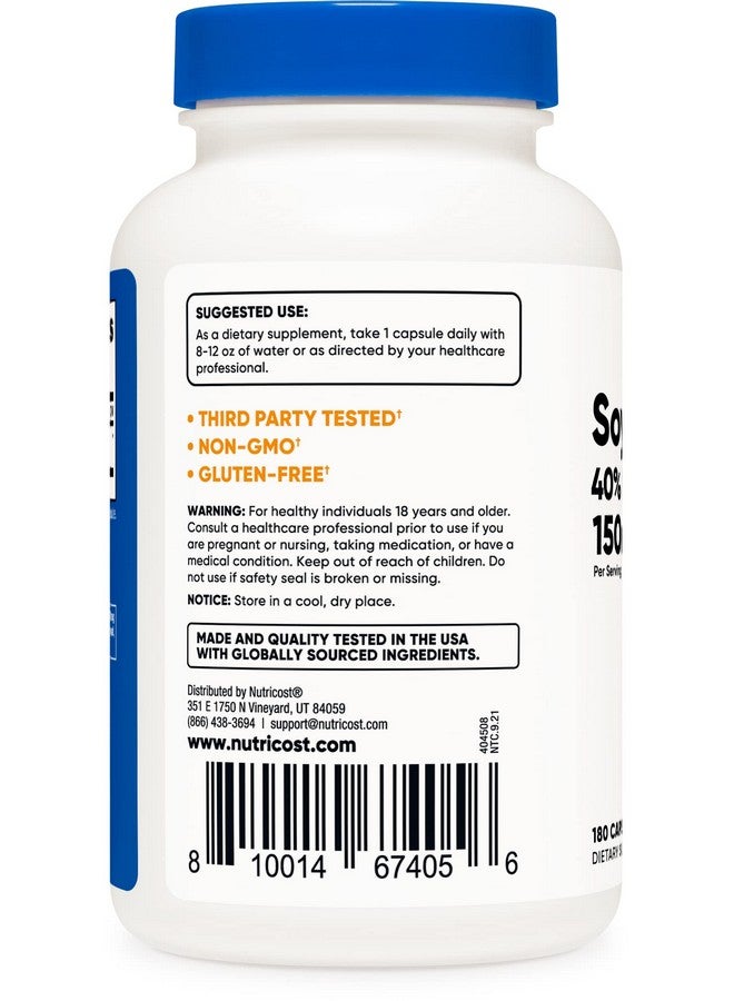 Nutricost كبسولات نباتية تحتوي على 180 كبسولة من ايزوفلافون الصويا 150 مجم خالية من الجلوتين من نونجمو مناسبة للنباتيين - Image 4