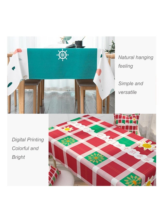 مفرش طاولة مستطيل لعيد الميلاد السعيد ومفرش طاولة للسنة الجديدة، غطاء طاولة لتناول الطعام في المنزل والمطعم والحفلات، مناسب للبوفية والنزهات، مقاس 55 × 87 إنش، مفرش طاولة شجرة عيد الميلاد باللون الأحمر - Image 3