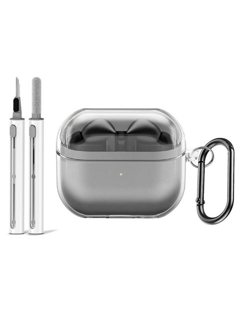 Samsung Galaxy Buds 3 & Pro Case with Cleaner Kit, Clear Case with Carabiner, Premium TPU Cover, Wireless Charging, Headphone Accessories (Clear)