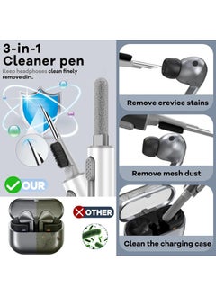 SJet Samsung Galaxy Buds 3 & Pro Case with Cleaner Kit, Clear Case with Carabiner, Premium TPU Cover, Wireless Charging, Headphone Accessories (Clear)  - Image 2