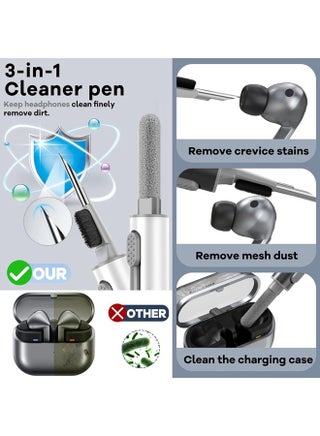 Samsung Galaxy Buds 3 & Pro Case with Cleaner Kit, Clear Case with Carabiner, Premium TPU Cover, Wireless Charging, Headphone Accessories (Clear) - view 2