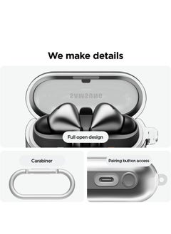 SJet Samsung Galaxy Buds 3 & Pro Case with Cleaner Kit, Clear Case with Carabiner, Premium TPU Cover, Wireless Charging, Headphone Accessories (Clear)  - Image 4