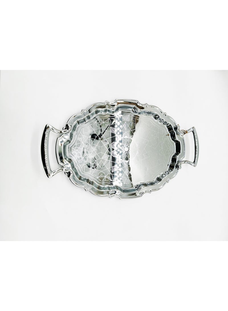 السيف  طقم تباسي 3 قطع بيضوي ستانلس ستيل فضي فاخر - Image 2