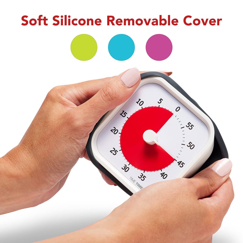 Time Timer تايم تايمر مود (فحم) ، عداد تنازلي بصري لمدة 60 دقيقة للفصول الدراسية والاجتماعات والأطفال والبالغين وأداة المكتب والتعليم المنزلي مع تشغيل صامت وغلاف سيليكون قابل للتبديل - Image 3