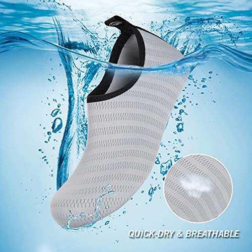 IceUnicorn Water Shoes Men Women Beach Swim Aqua Barefoot Socks Pool Quick Dry Yoga(liuxingyu Light Gray 38/39) - Image 3