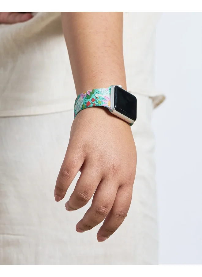 Chumbak Chumbak Folksy Lake Watchband Compatible with Apple Watches (38/40/41mm) | Watch Strap | Silicone Watch Printed Colourful Strap | PIN-AND-TUCK Closure