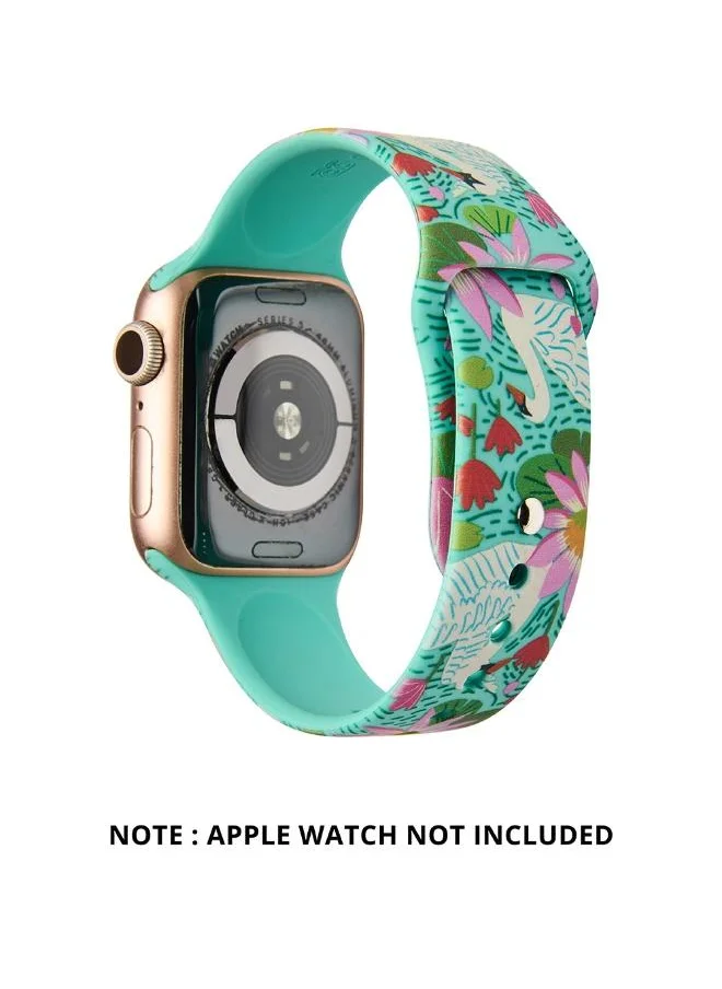 Chumbak Chumbak Folksy Lake Watchband Compatible with Apple Watches (38/40/41mm) | Watch Strap | Silicone Watch Printed Colourful Strap | PIN-AND-TUCK Closure