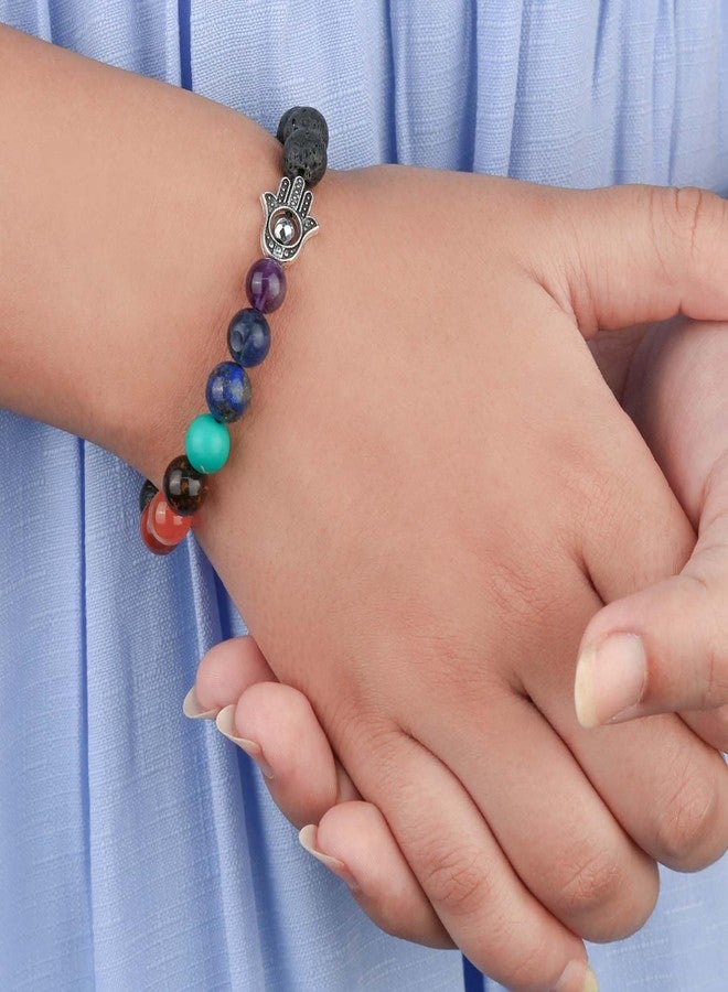 Mesmerize Patented and Certified 7 Chakra Healing Bracelet Collection with MagSnap Closure Unisex | 7 Chakra Bracelets Online For Men and Women (Lava 7 Chakras, XL) - Image 4