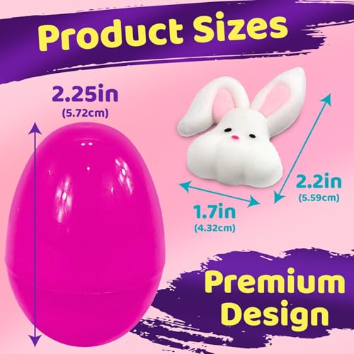 stargo 24 Pack Colorful Prefilled Easter Eggs bulk with mochi Squishy Easter toys Plastic easter Eggs with squshies for Easter Basket stuffers Easter Gifts Egg Hunts Party Decorations Goodie Bags - Image 5