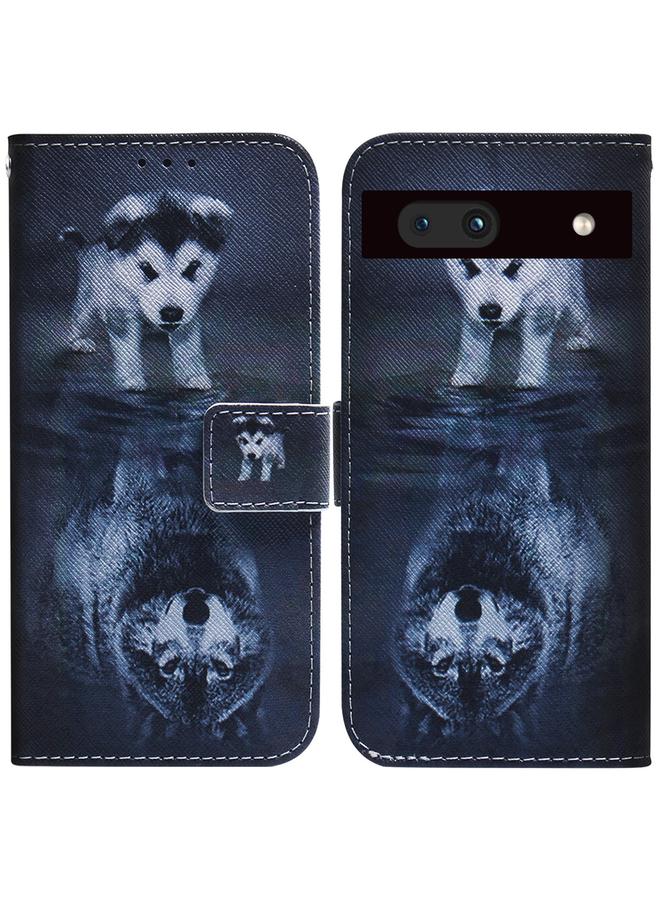 جرين تايجر جراب هاتف Google Pixel 7a من الجلد القابل للطي برسومات ملونة - Image 1