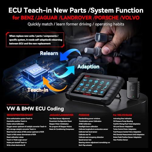 iCarsoft CR Max BT Enhanced Wireless Bidirectional Diagnostic Tool ECU AdaptationTeachin 49 Reset All System Touchscreen Battery Registration ECU Coding OBD2 Scanner with 38Pin 20Pin Adapter - Image 3