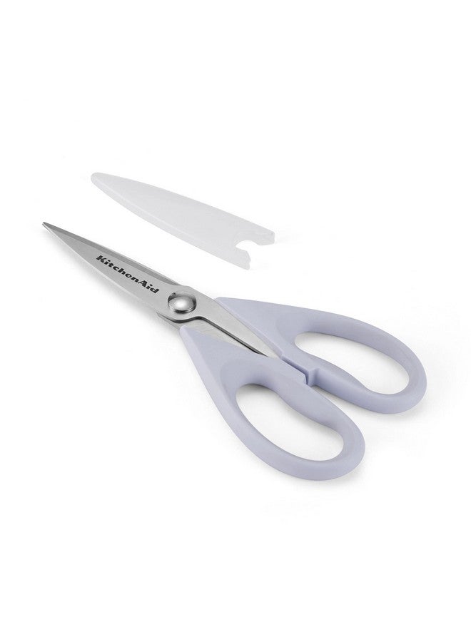 KitchenAid مقص مطبخ كيتشن إيد متعدد الاستخدامات مع غلاف واقي، مقصوصات من الفولاذ المقاوم للصدأ، آمنة في غسالة الصحون، مقبض مريح ناعم، 8.72 بوصة، كريمة لافندر - Image 2