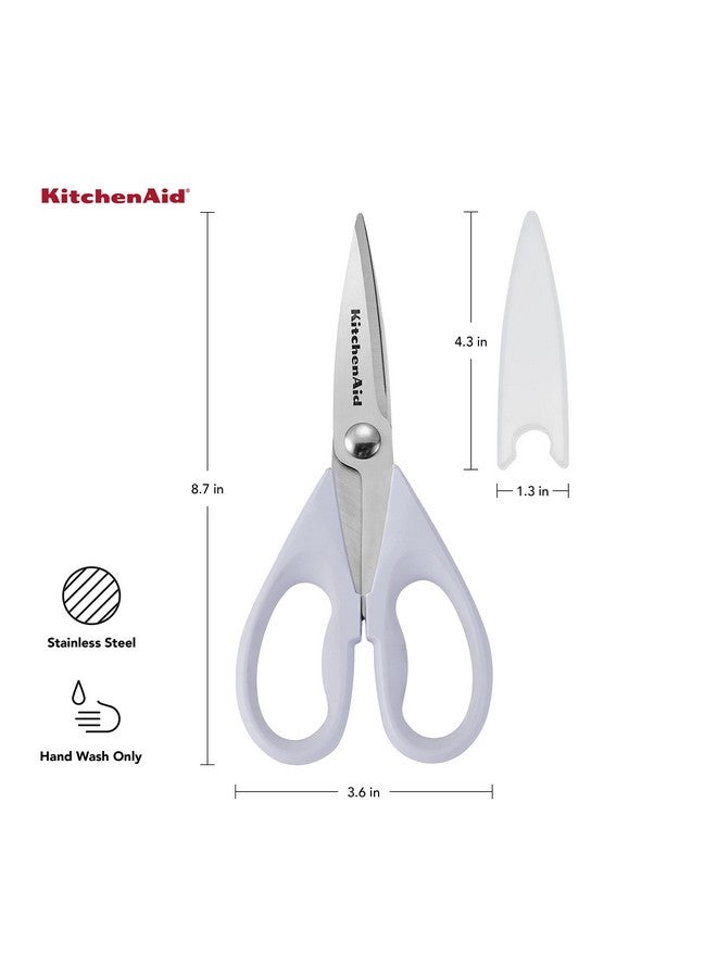 KitchenAid مقص مطبخ كيتشن إيد متعدد الاستخدامات مع غلاف واقي، مقصوصات من الفولاذ المقاوم للصدأ، آمنة في غسالة الصحون، مقبض مريح ناعم، 8.72 بوصة، كريمة لافندر - Image 3