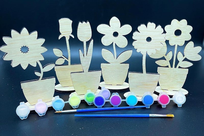 Wrapping Studio MDF Board for Lippan Art - Pre-Marked Flower Pots Design Cutouts for Craft, Painting, DIY Projects - Eco-Friendly MDF Wood, Ideal for Creative Gift Ideas, Set of 9 - Image 5
