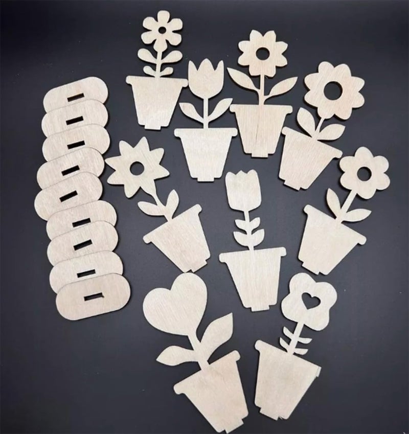 Wrapping Studio MDF Board for Lippan Art - Pre-Marked Flower Pots Design Cutouts for Craft, Painting, DIY Projects - Eco-Friendly MDF Wood, Ideal for Creative Gift Ideas, Set of 9 - Image 4