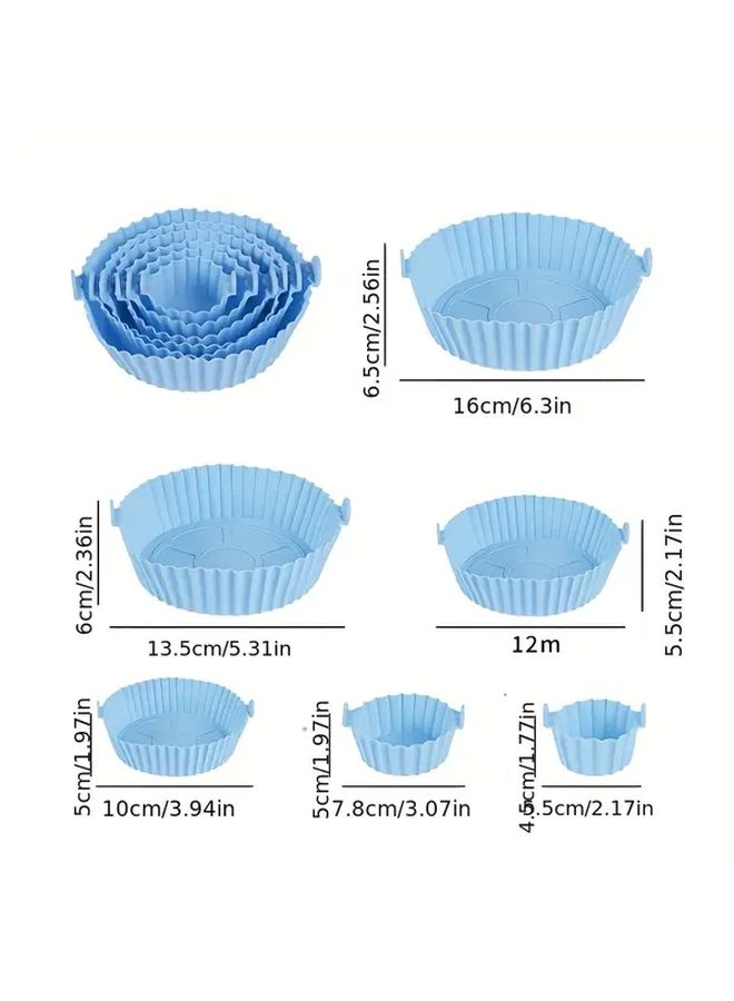 Blue silicone air fryer liners 6 pcs high temp resistant reusable round baking molds - Image 3