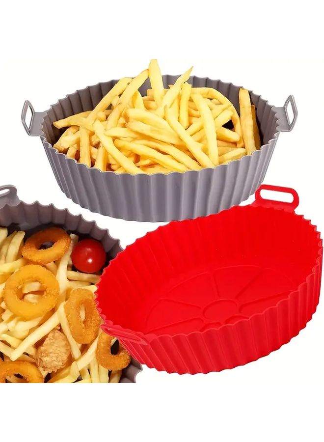 Blue silicone air fryer liners 6 pcs high temp resistant reusable round baking molds - Image 2