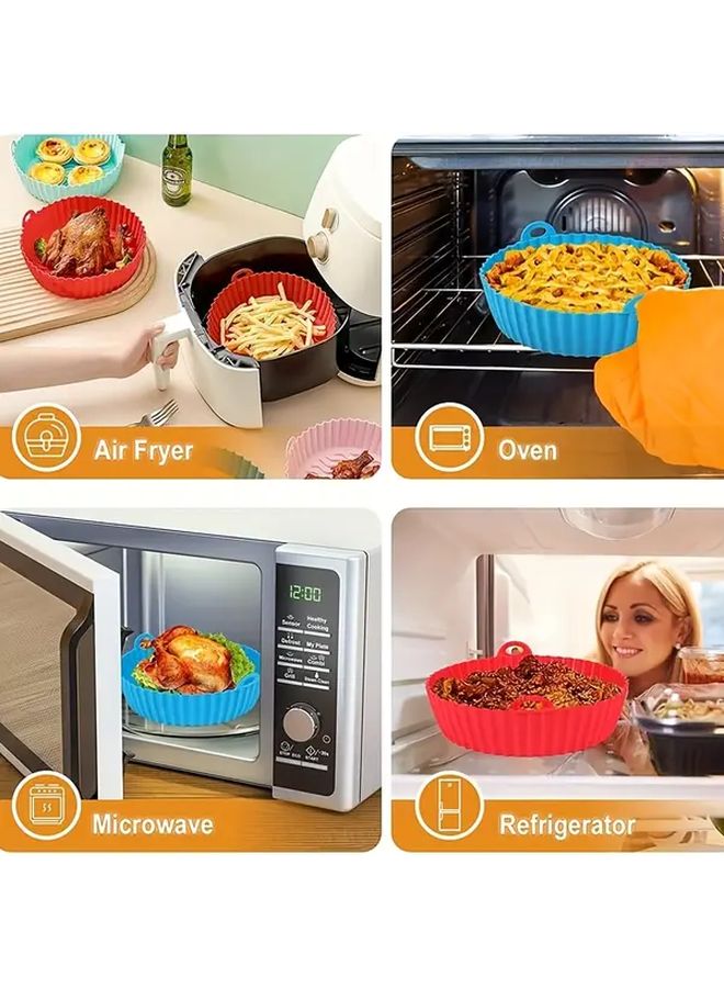 Blue silicone air fryer liners 6 pcs high temp resistant reusable round baking molds - Image 5