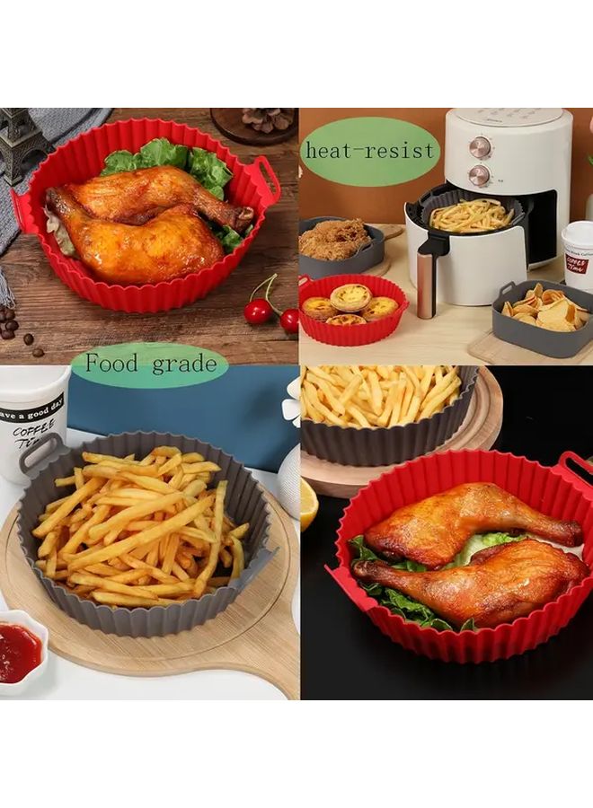 Blue silicone air fryer liners 6 pcs high temp resistant reusable round baking molds - Image 4