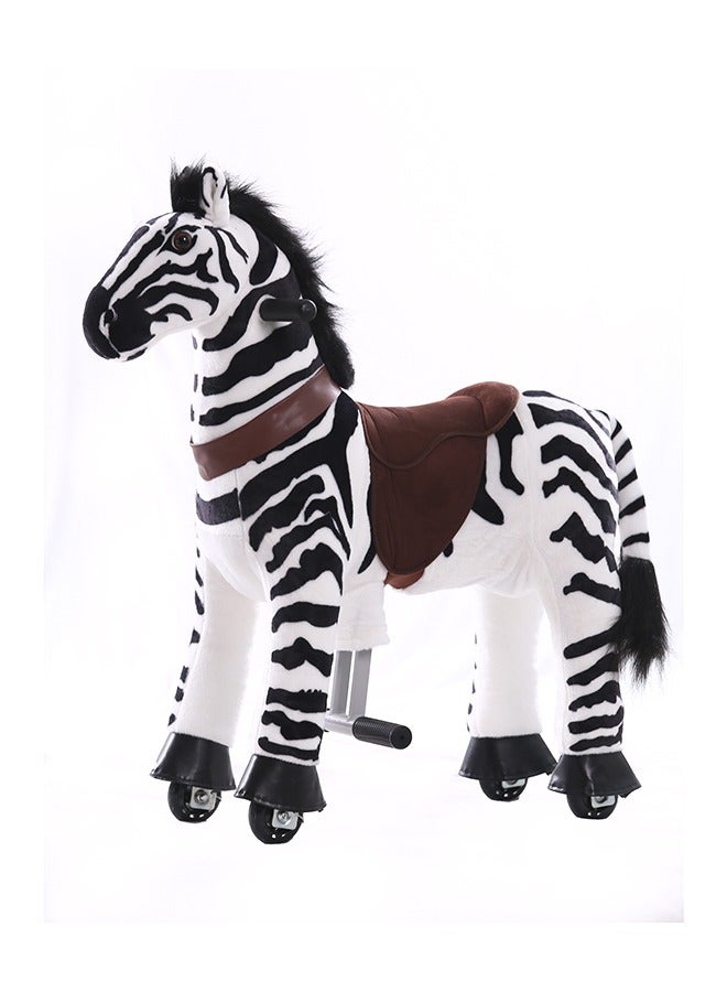 Wild Zebra Pony Rideamal Ride-On Cycle Toy For Kids – Mechanical Plush Ride-On With Handlebar Steering, No Battery, Indoor & Outdoor Use, Age 3+ - Image 1