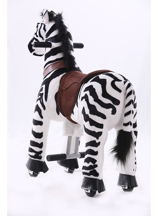 Wild Zebra Pony Rideamal Ride-On Cycle Toy For Kids – Mechanical Plush Ride-On With Handlebar Steering, No Battery, Indoor & Outdoor Use, Age 3+ - Image 2