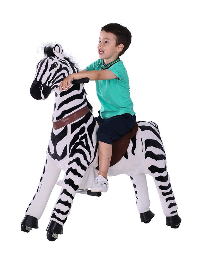 Wild Zebra Pony Rideamal Ride-On Cycle Toy For Kids – Mechanical Plush Ride-On With Handlebar Steering, No Battery, Indoor & Outdoor Use, Age 3+ - Image 3