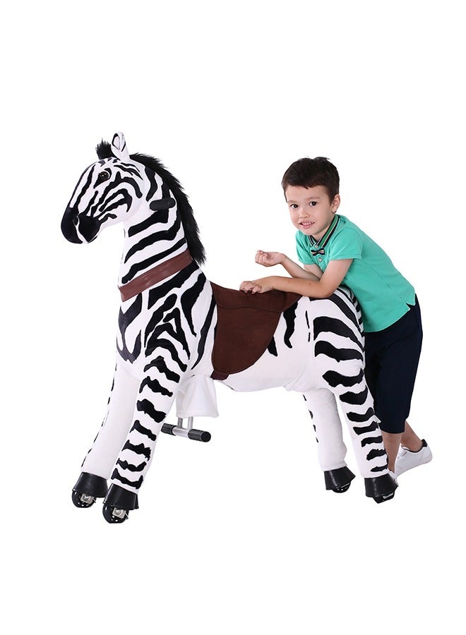 Wild Zebra Pony Rideamal Ride-On Cycle Toy For Kids – Mechanical Plush Ride-On With Handlebar Steering, No Battery, Indoor & Outdoor Use, Age 3+ - Image 4