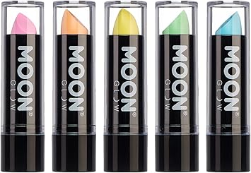 Moon Glow Neon UV Lipstick by Moon Glow Pastel set of 5 colours Bright Neon Coloured Lipstick Glows under UV - Image 1
