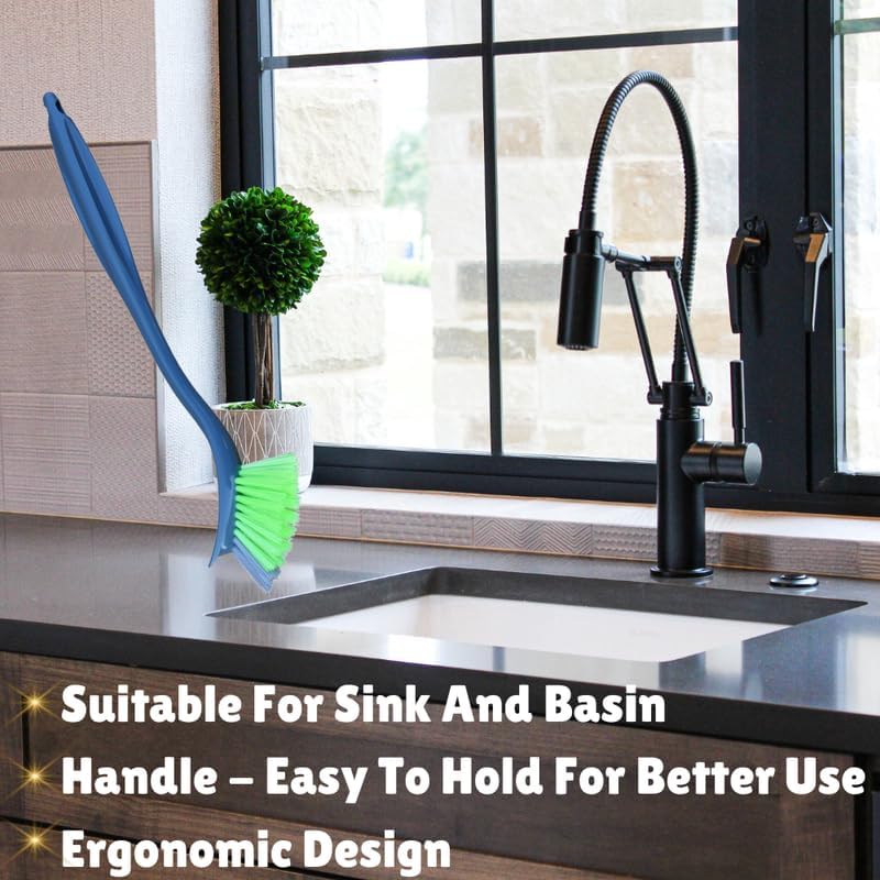 KWEL Sink, Wash Basin Cleaning Brush with Plastic Handle/Nylon Brush Kitchen Tools Cleaning Brush (Pack of 2) - Image 4
