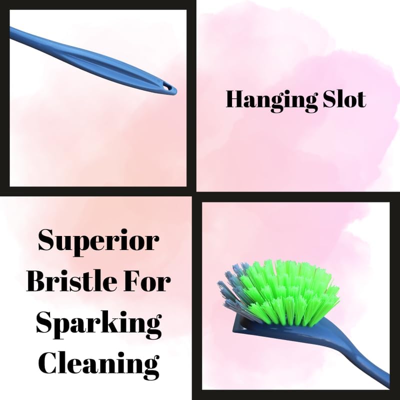 KWEL Sink, Wash Basin Cleaning Brush with Plastic Handle/Nylon Brush Kitchen Tools Cleaning Brush (Pack of 2) - Image 3