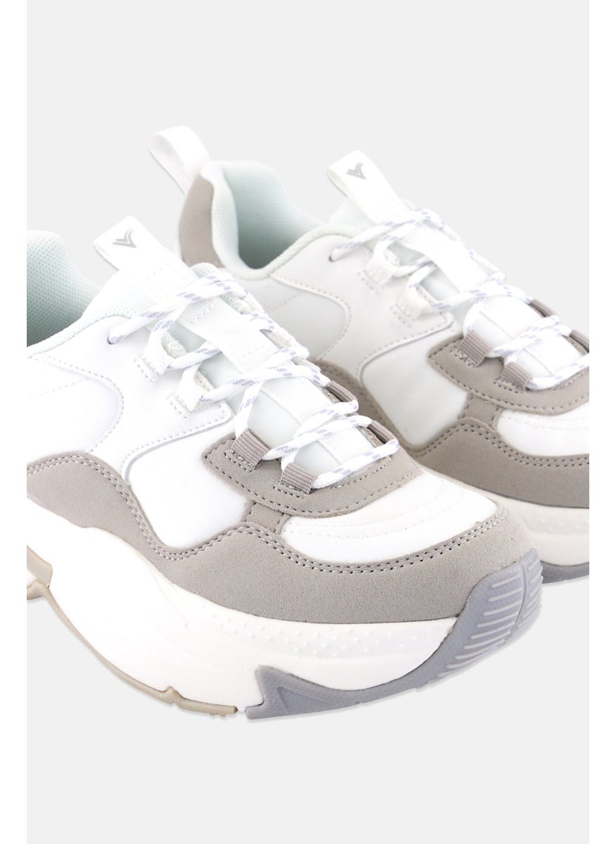 Victoria - Women Lace Up Sneakers, White - Image 1