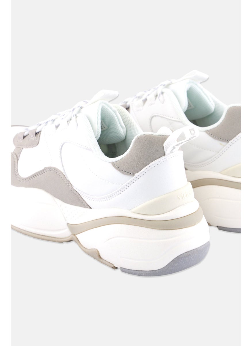 Victoria - Women Lace Up Sneakers, White - Image 1