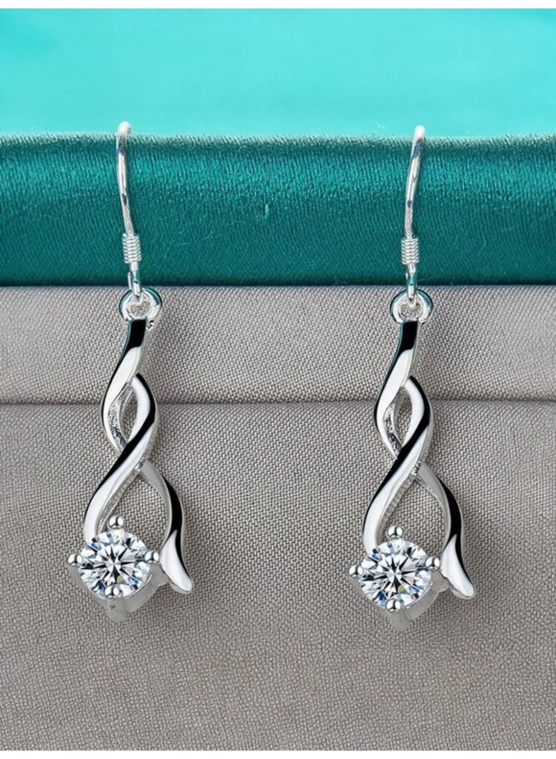 Dangle Charms Elegant 925 Silver Plated Earrings For Women - Image 5