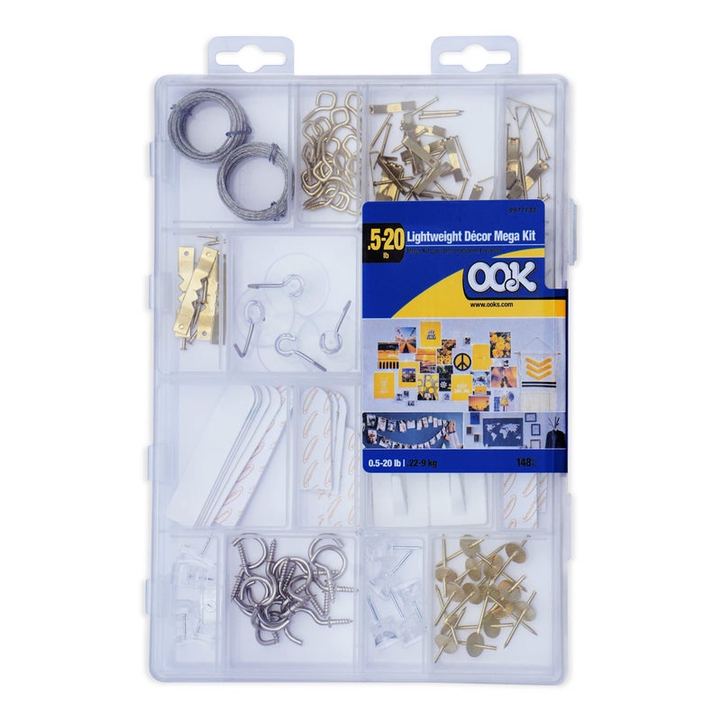 OOK Picture Hangers Traditional Picture Hanger Kit Brass Picture Hooks 520lb 148 Pieces 9977132