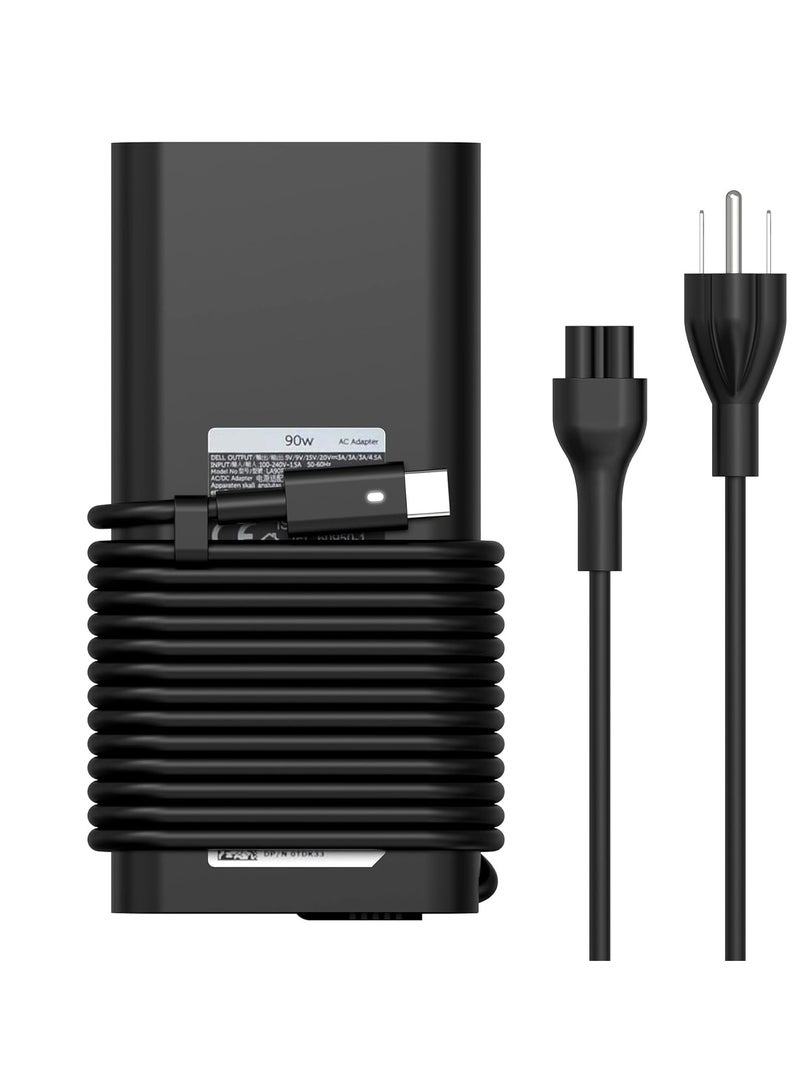 90W USB-C AC Adapter Charger for Dell XPS 12, 13, 15, Latitude 3400, 3500, 5289, 5300, Precision 5530 - Image 1