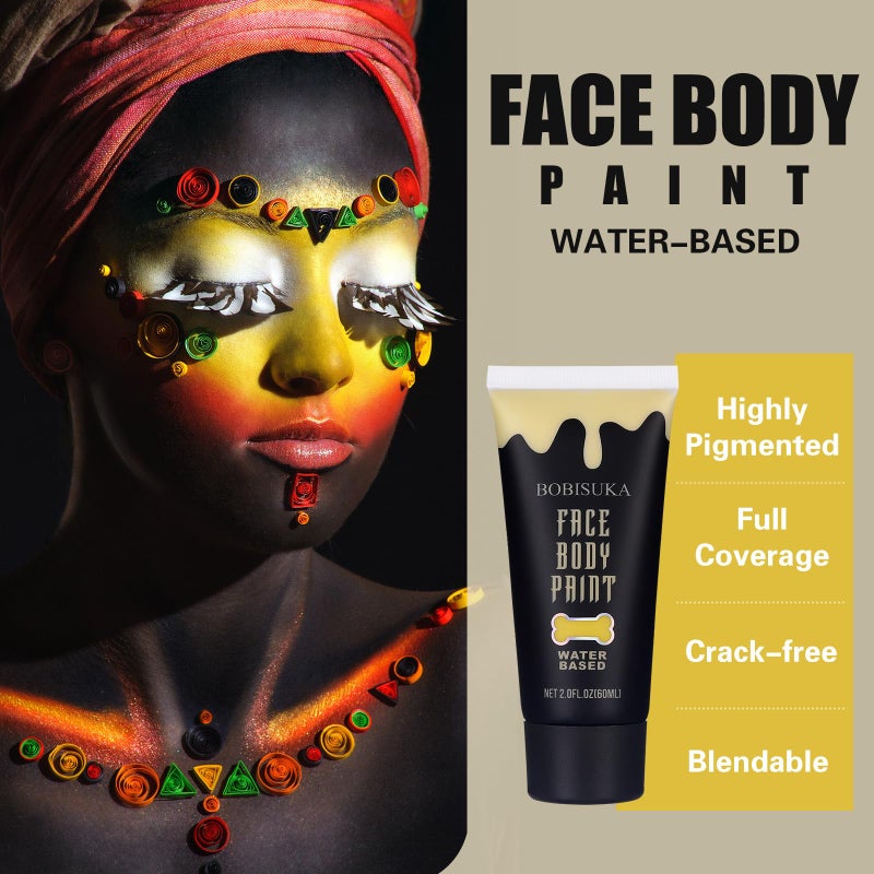 BOBISUKA Yellow Face Body Paint, Water Based Face Painting for Art Theater Halloween Party Cosplay Clown SFX Makeup for Women Adults, Non-Toxic Washable - Image 4