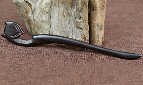 Myhsmooth Zz-bg-foxes 2 Count Hair Sticks Natural Ebon Handmade Carved Hair Clip Shawl Hair Pins Pack of 2 Pcs :Spirit Foxes - Image 4